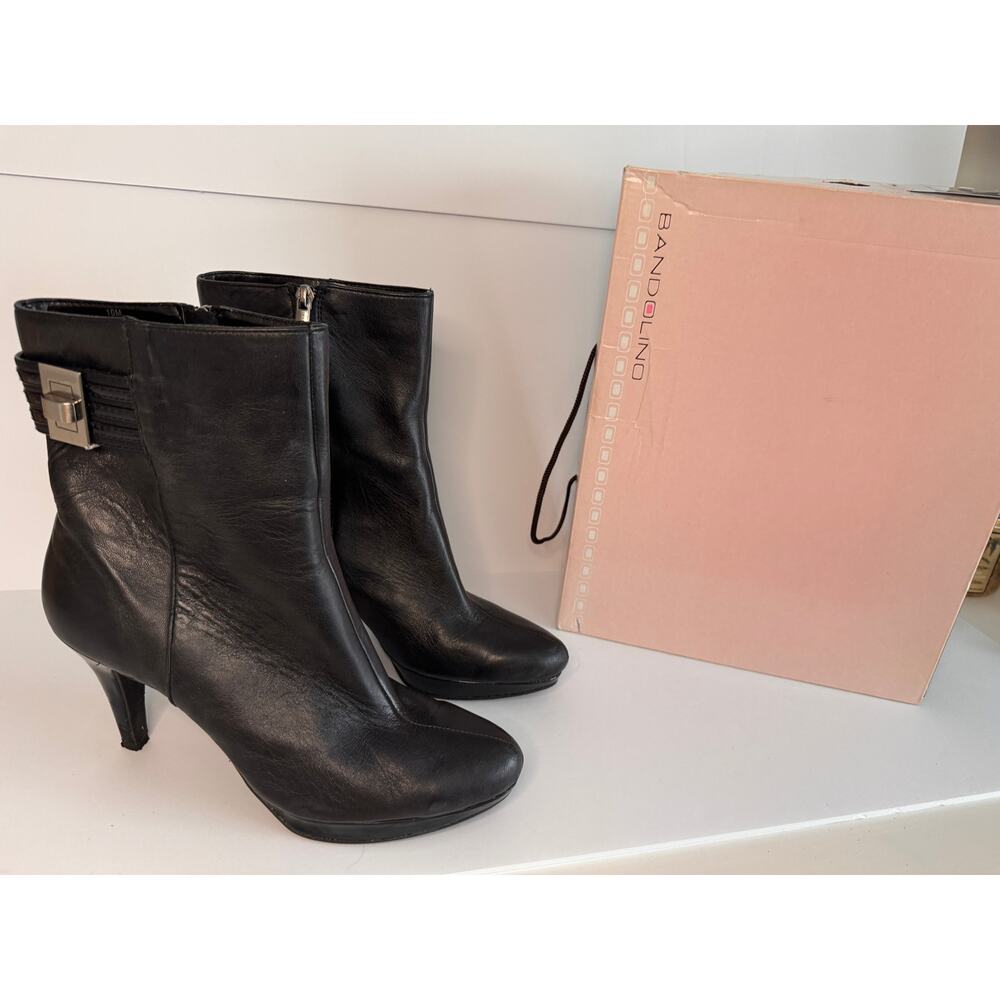 Bandolino Bocalina Black Leather Ankle Boots – Women’s 10M